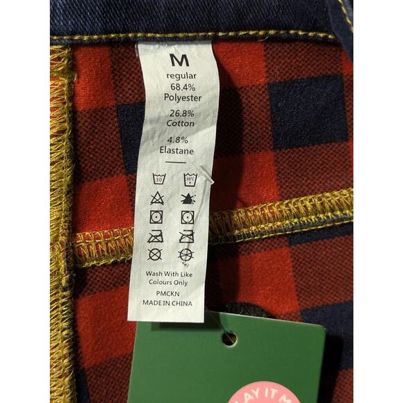 Halara Jeans Womens Medium Wide Leg Blue High Rise Pocket Fleece Lined New - Picture 4 of 9